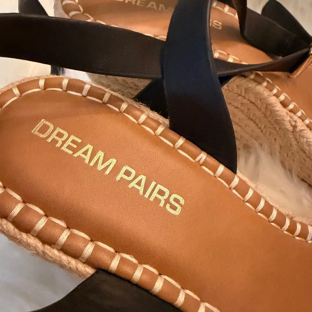 Dream Pairs Espadrille Wedge Sandals Women 9 Black  Platform Summer Shoes